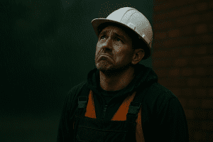 bad weather roofing sad roofer